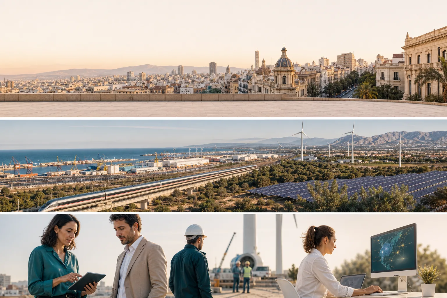 Vista contemporánea de actividad urbana y económica en España